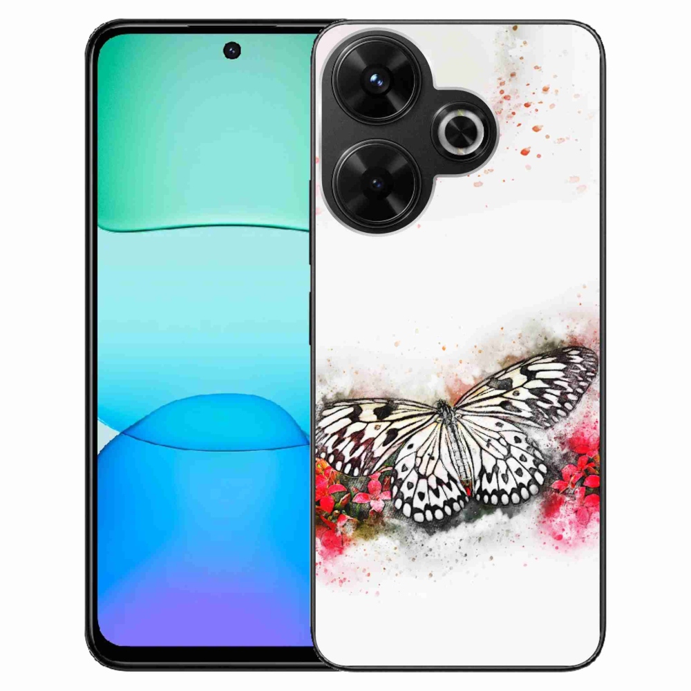 Gél borítás mmCase a Xiaomi Redmi 13 4G/Poco M6 4G számára - fekete és fehér pillangó