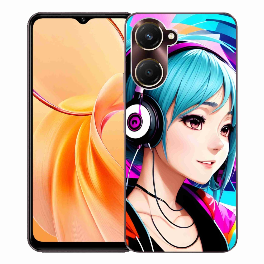 Gél borító mmCase a Vivo Y28s 5G-n - lány fejhallgatóval
