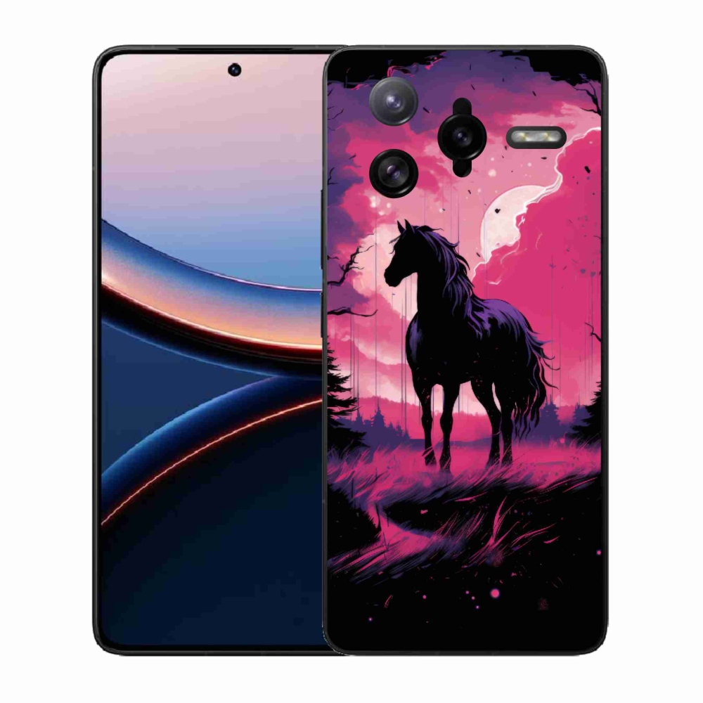Gél borítás mmCase a Xiaomi Poco F7 Ultra számára - fekete rajzfilm ló 1