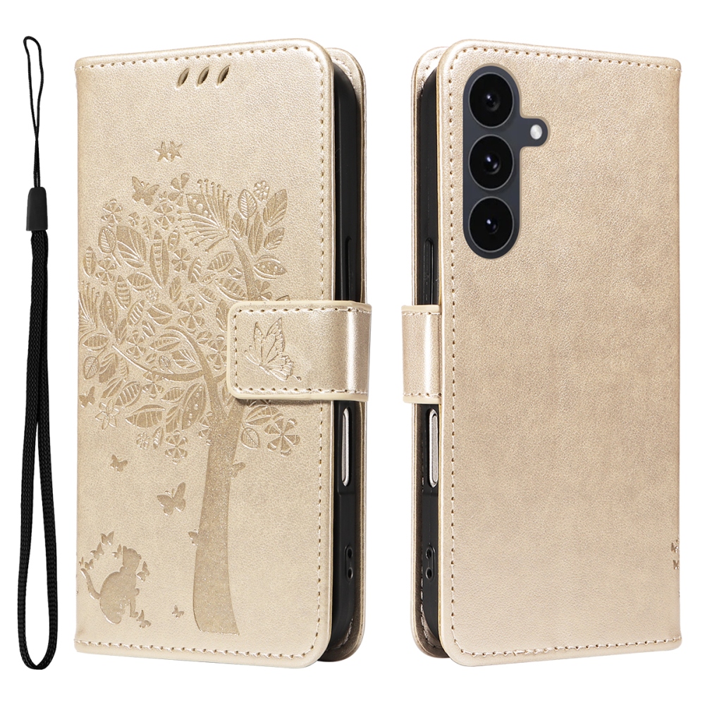 Fák könyv tok Samsung Galaxy S25 FE - arany színű