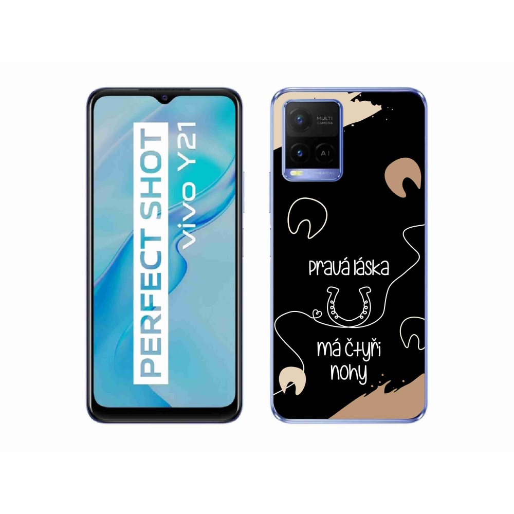 Zselés borító mmCase a Vivo Y21/Y21s/Y33s készülékhez - ló motívum fekete háttérrel