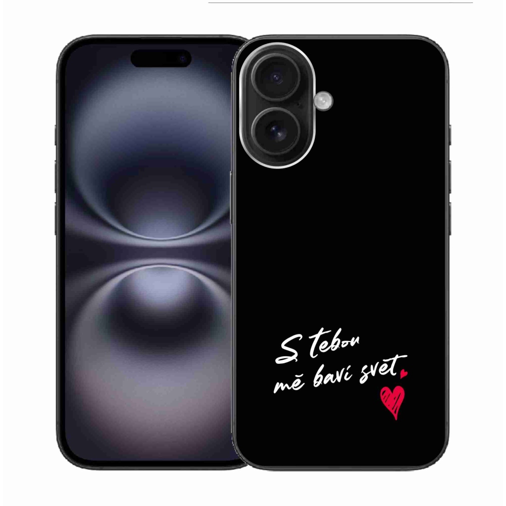 Gél borítás mmCase iPhone 16 készülékhez - szerelmes szöveg 1 fekete háttér