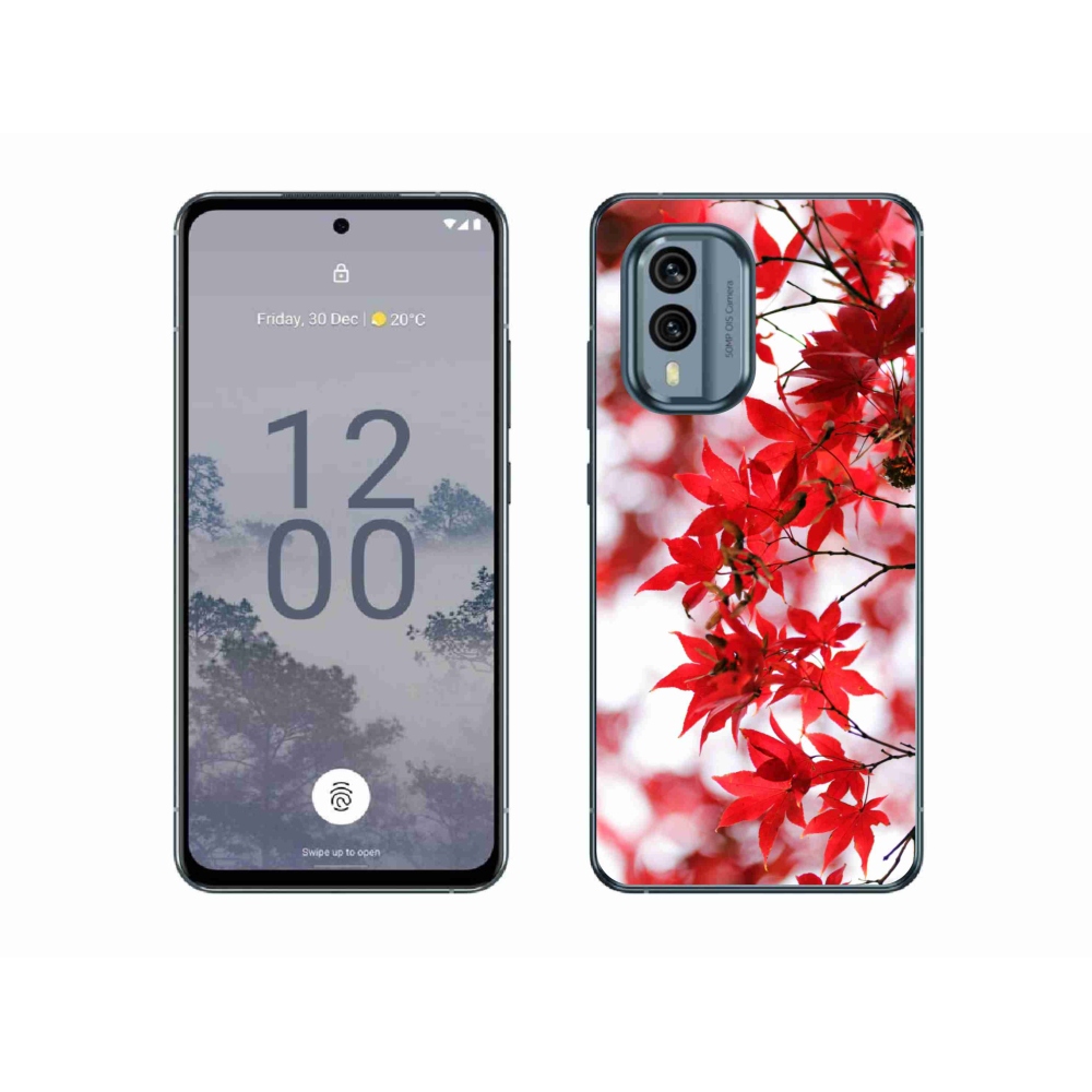 Zselés borítás mmCase a Nokia X30 5G készülékhez - piros levelek