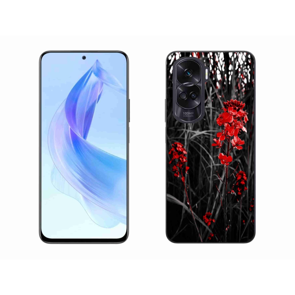 Zselés borítás mmCase a Honor 90 Lite-hoz - piros növényhez