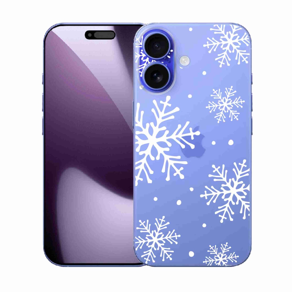 Zselés borítás mmCase iPhone 17 készülékhez - fehér pelyhek átlátszó háttéren