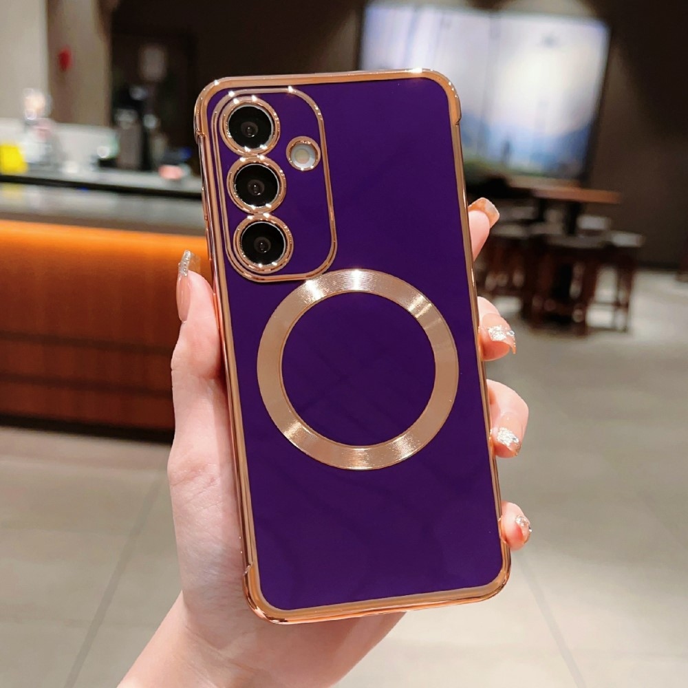 Zselés keret tok MagSafe támogatással Samsung Galaxy S25+ készülékhez - sötétlila