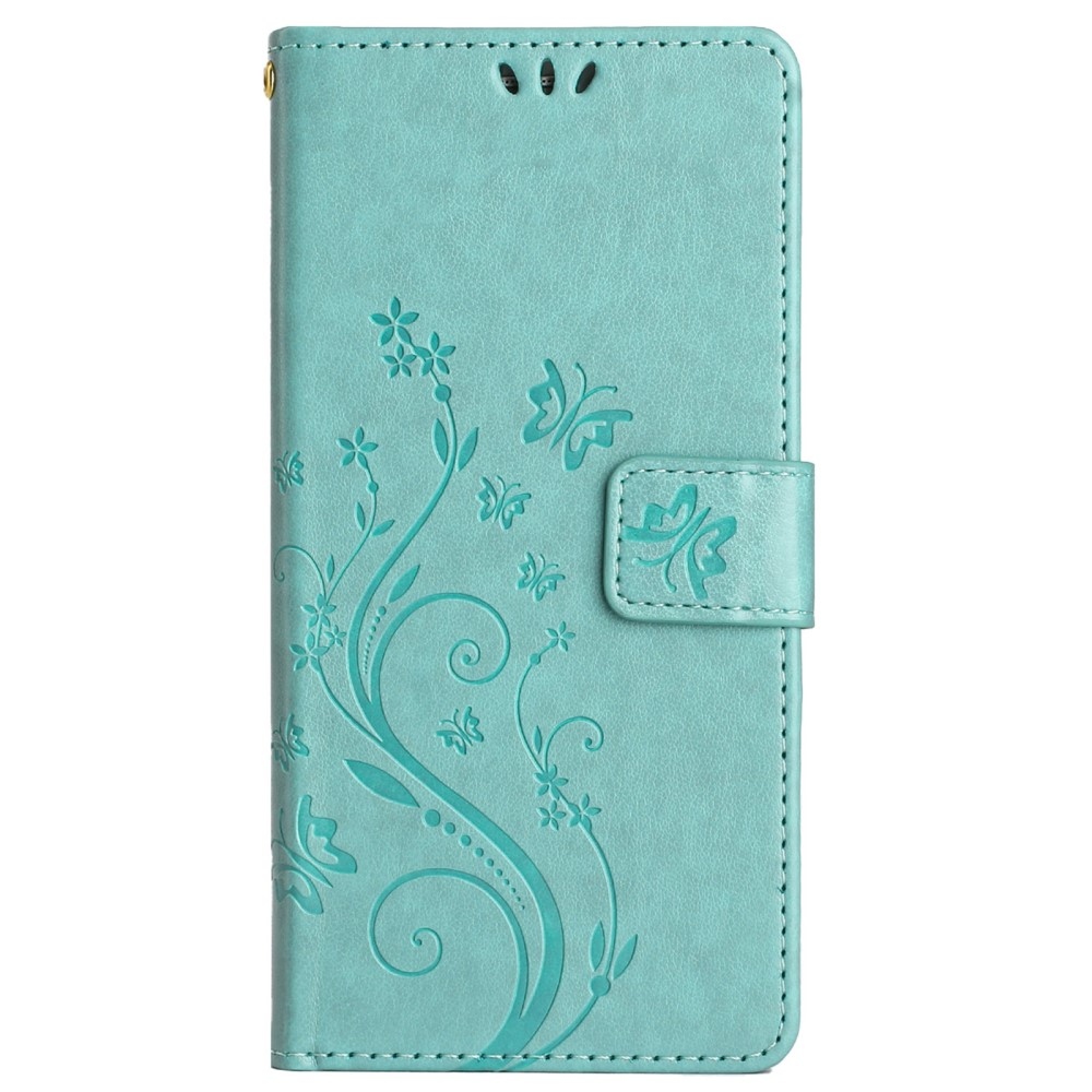 Virágok könyv tok Samsung Galaxy A26 5G-hez - teáskék