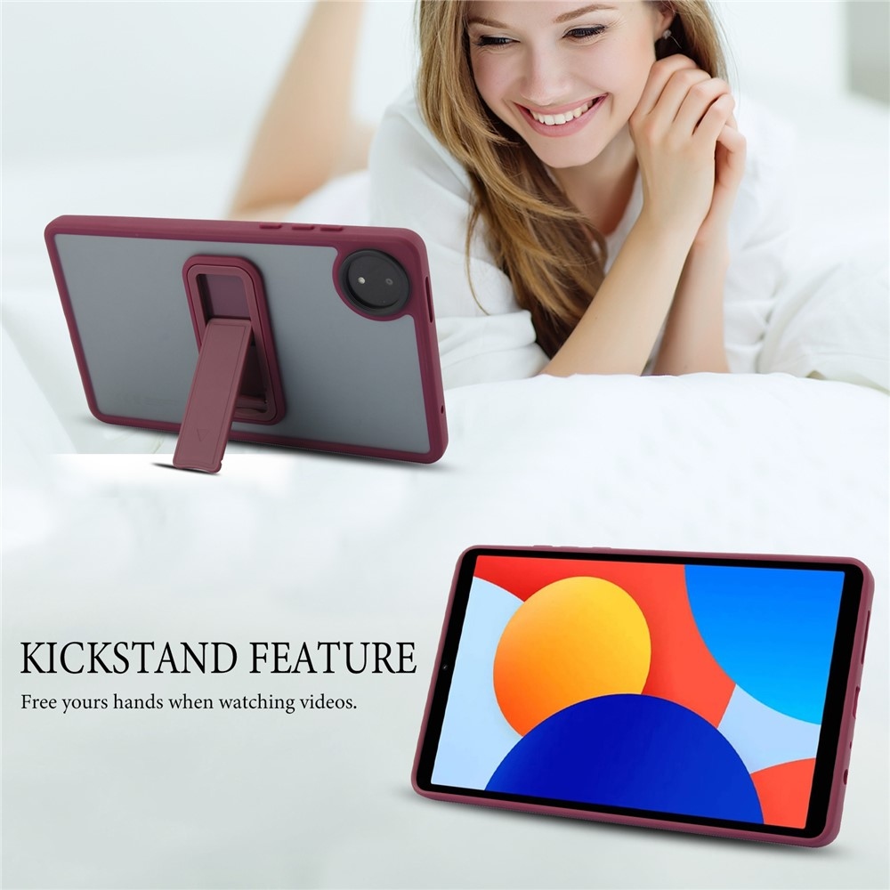 Skiny zselés tok fix hátlappal és flip állvánnyal Xiaomi Redmi Pad SE 8.7 készülékhez - bordó színű