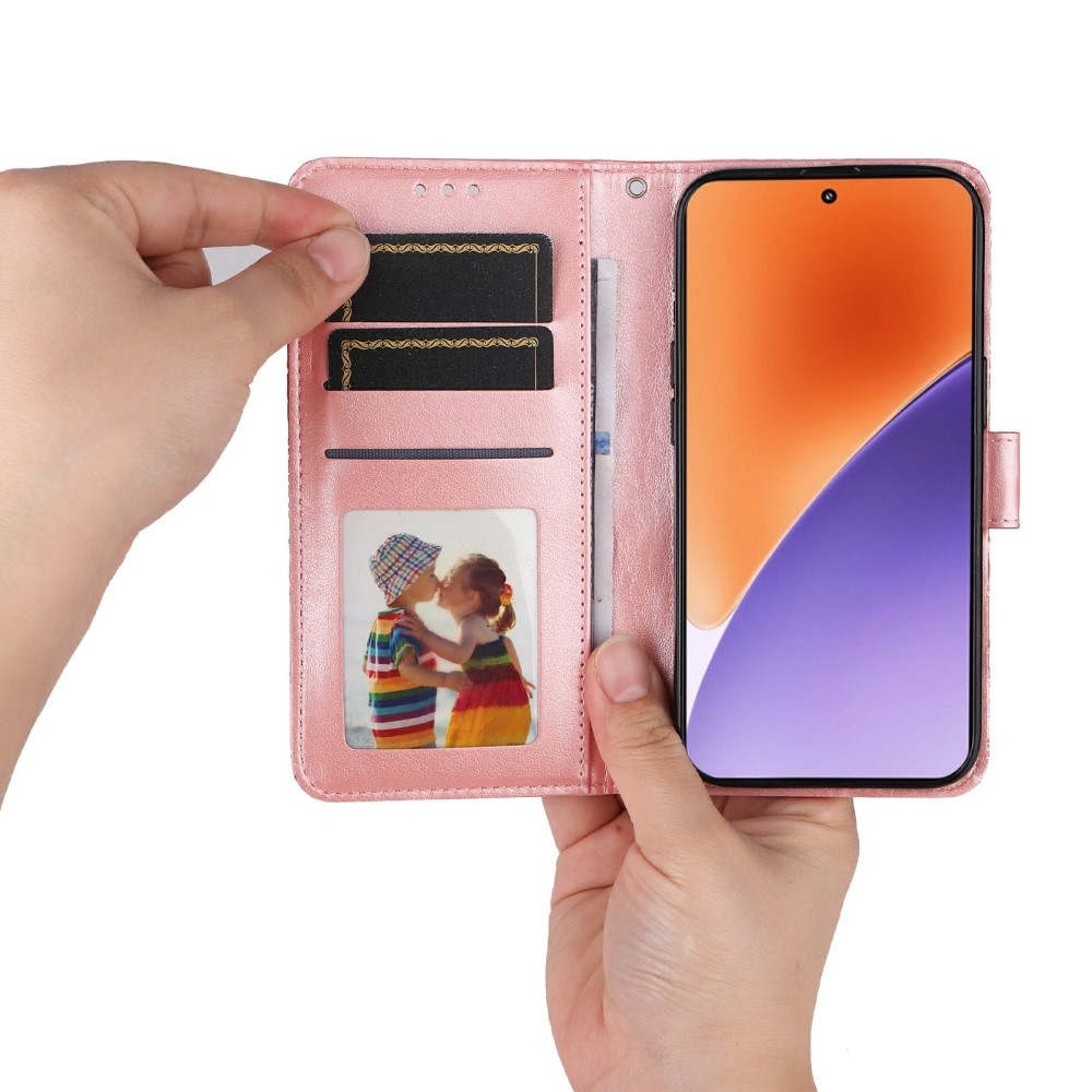 Napraforgó könyv tok a Xiaomi 15-öshöz - rózsaszín