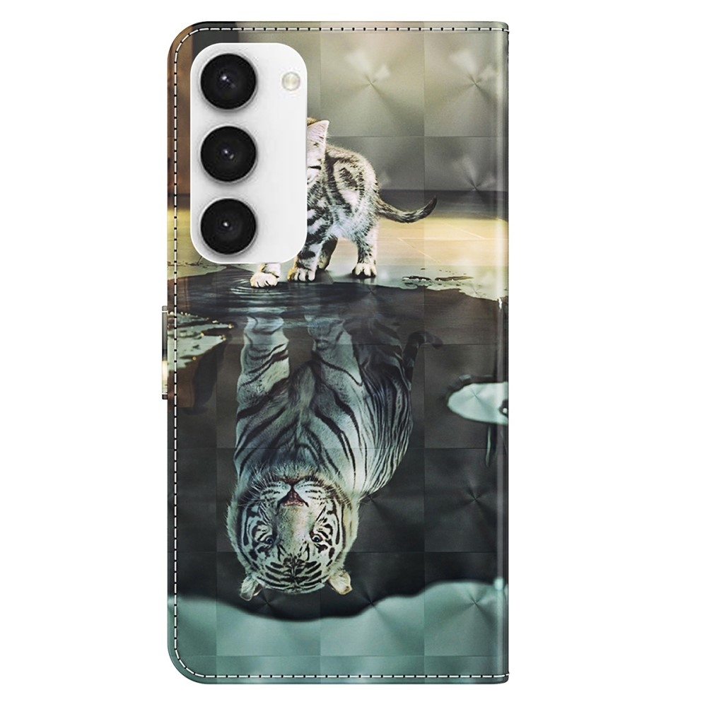 Nyomtatott könyv tok Samsung Galaxy S24 készülékhez - macska és tigris tükörkép