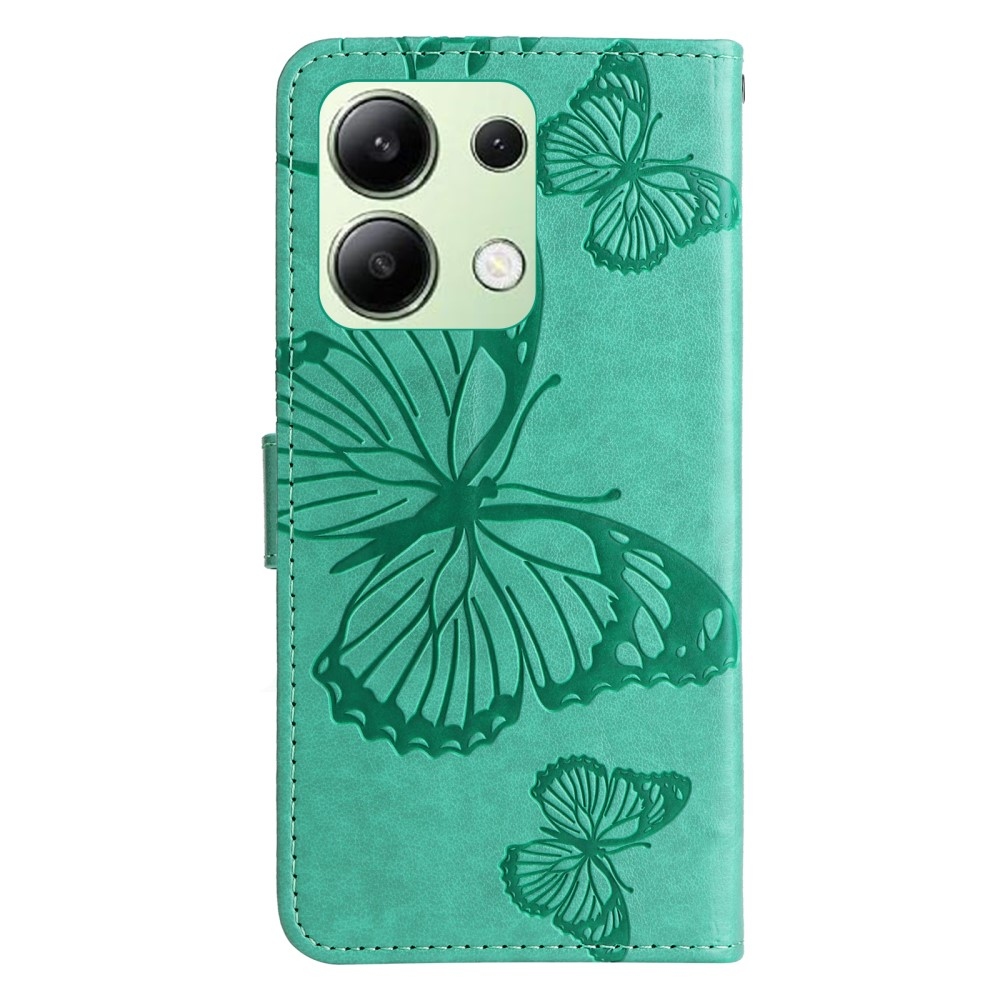Nagy pillangó könyv tok a Xiaomi Redmi Note 13-hoz - teal színű