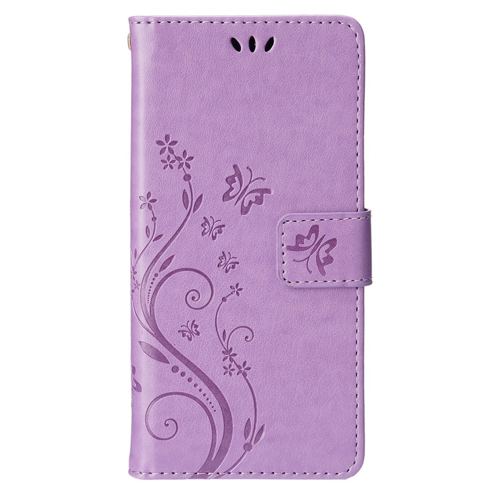 Virágok könyvtáska iPhone 15 Pro készülékhez - világos lila