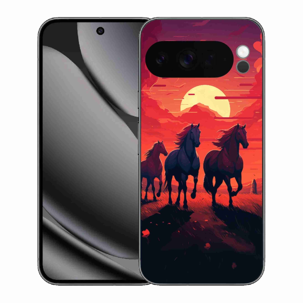Gél borítás mmCase a Google Pixel 10 Pro XL számára - lovak és naplemente