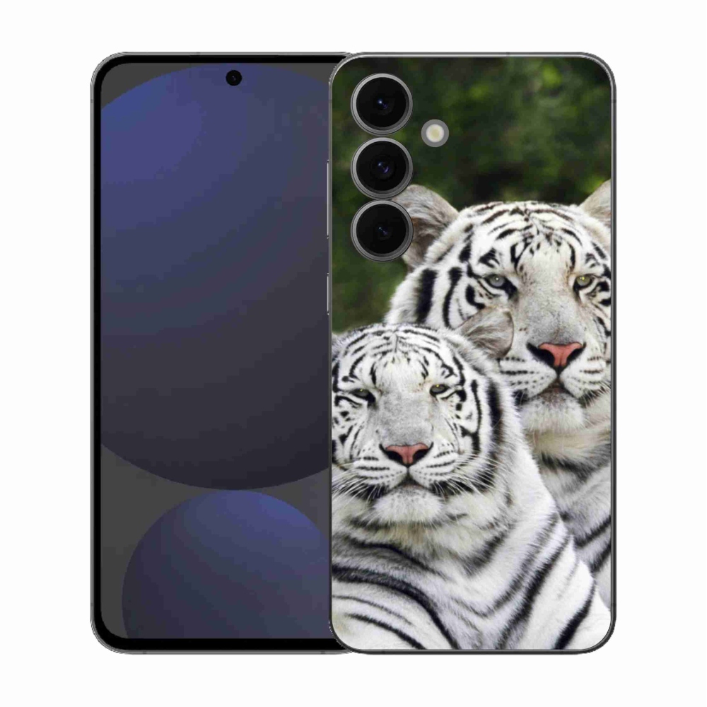 Gél védőhuzat mmCase Samsung Galaxy S25 FE - fehér tigrisek