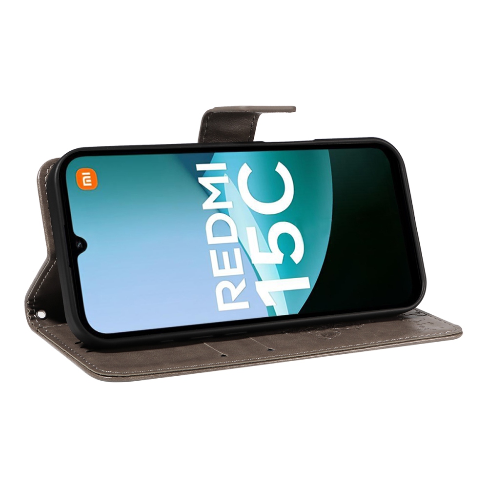 Fák könyv tok Xiaomi Redmi 15C 4G/5G (173mm) - szürke