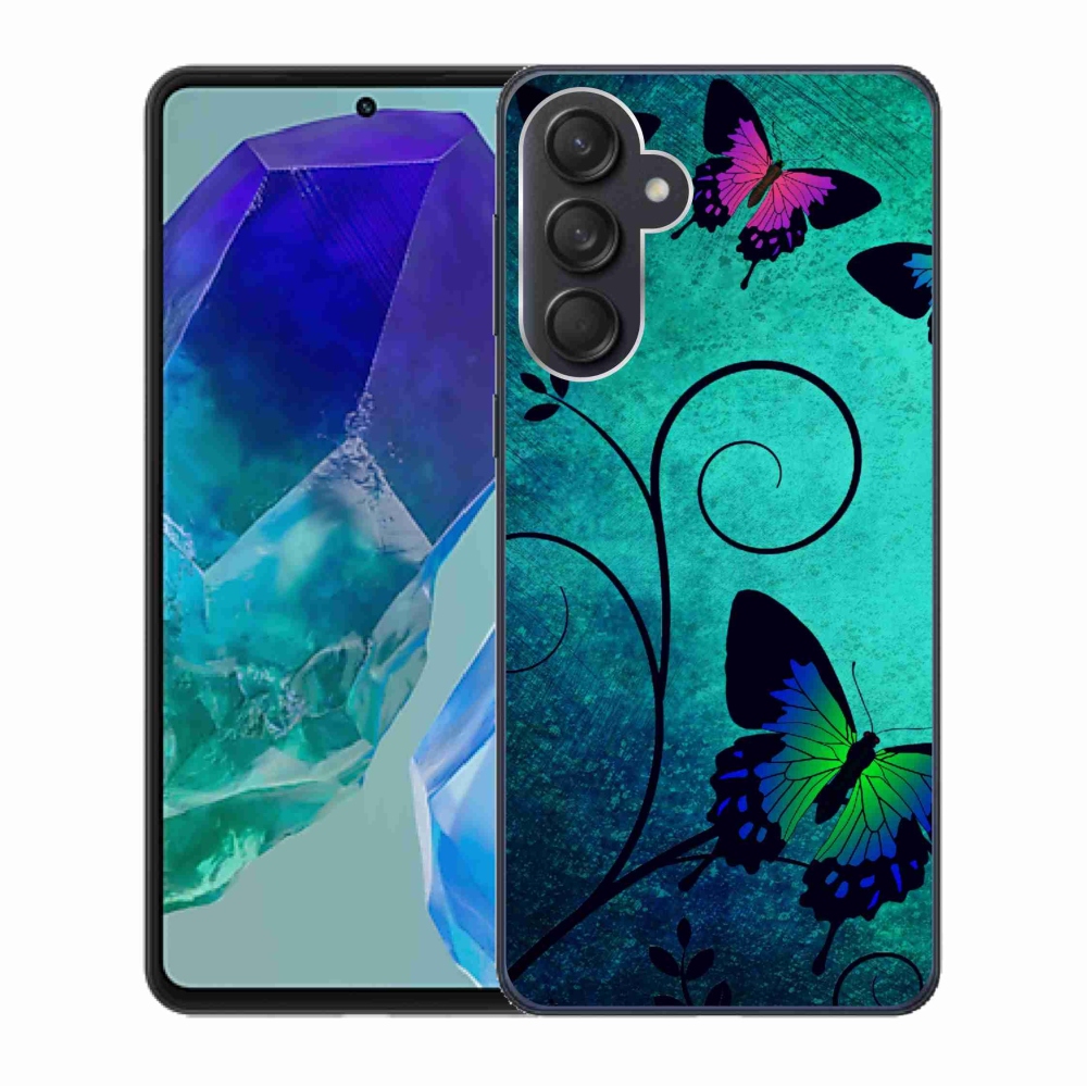 Gél védőhuzat mmCase Samsung Galaxy M55 5G - színes pillangókhoz