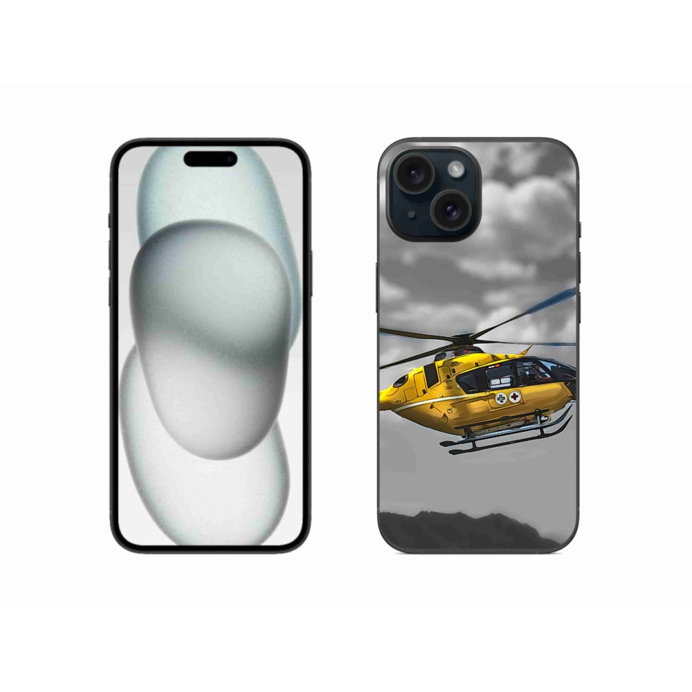 Gél védőhuzat mmCase iPhone 15-ös készülékhez - sárga helikopter