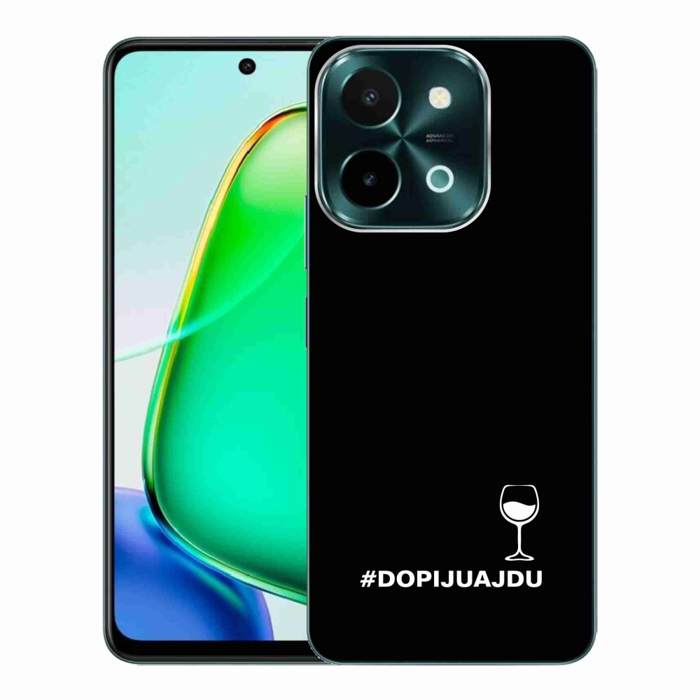 Gél borító mmCase a Vivo Y28-hoz - bor motívum fekete háttérrel