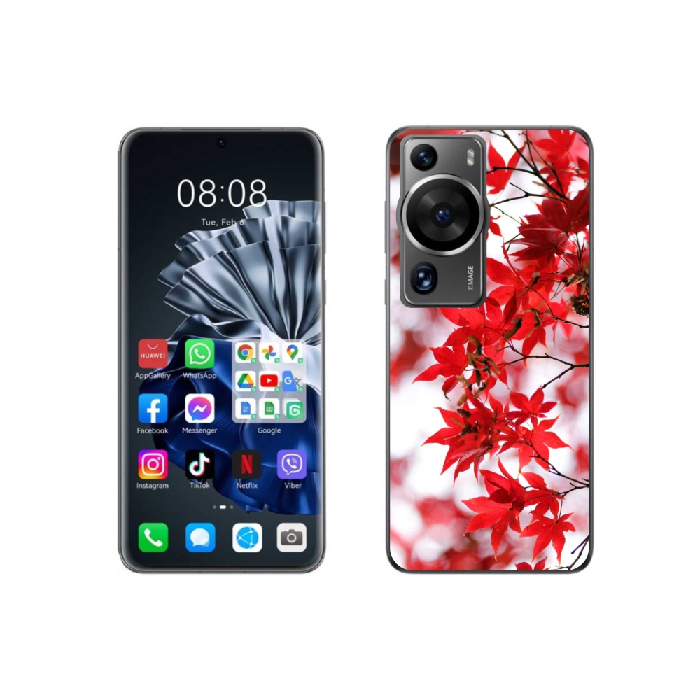 Gél borítás mmCase a Huawei P60 Pro készülékhez - piros levelek