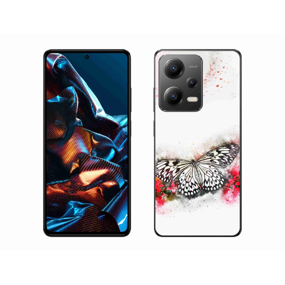 Gél borítás mmCase a Xiaomi Redmi Note 12 Pro 5G számára - fekete és fehér pillangó