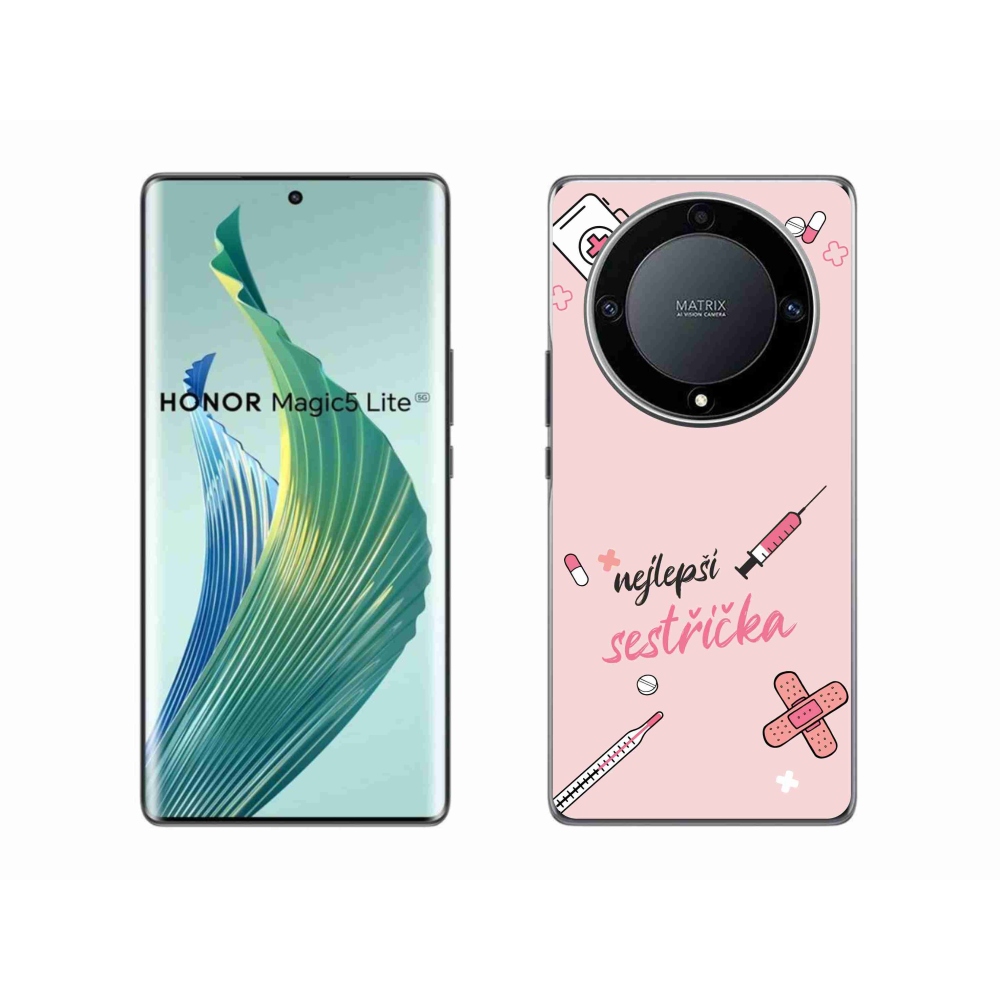 Gél borító mmCase a Honor Magic 5 Lite 5G-n - a legjobb kishúg rózsaszín háttérrel