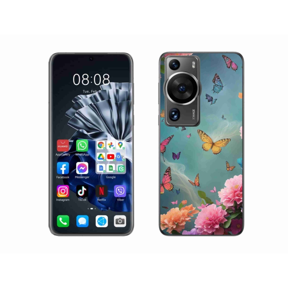 Gél borítás mmCase a Huawei P60 Pro számára - színes virágok és pillangók