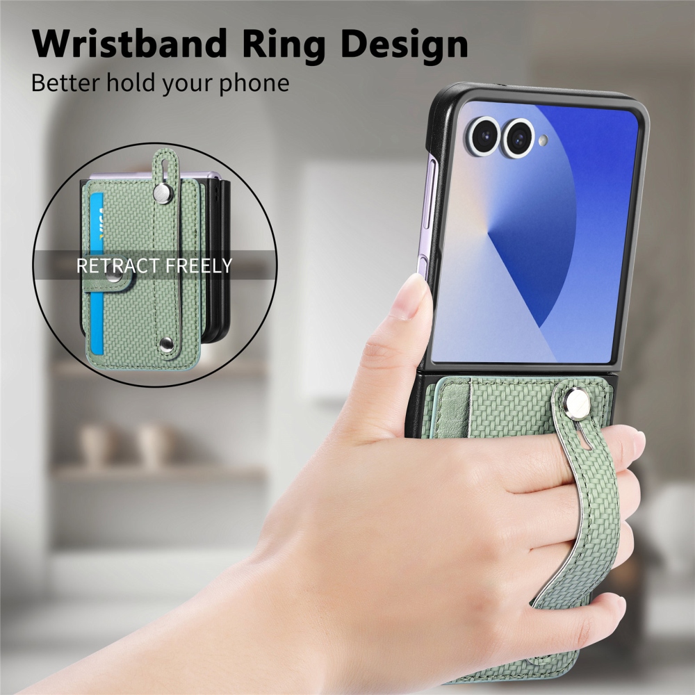 Műanyag borítás műbőrrel a Samsung Galaxy Z Flip7 5G készülékre - zöld színű