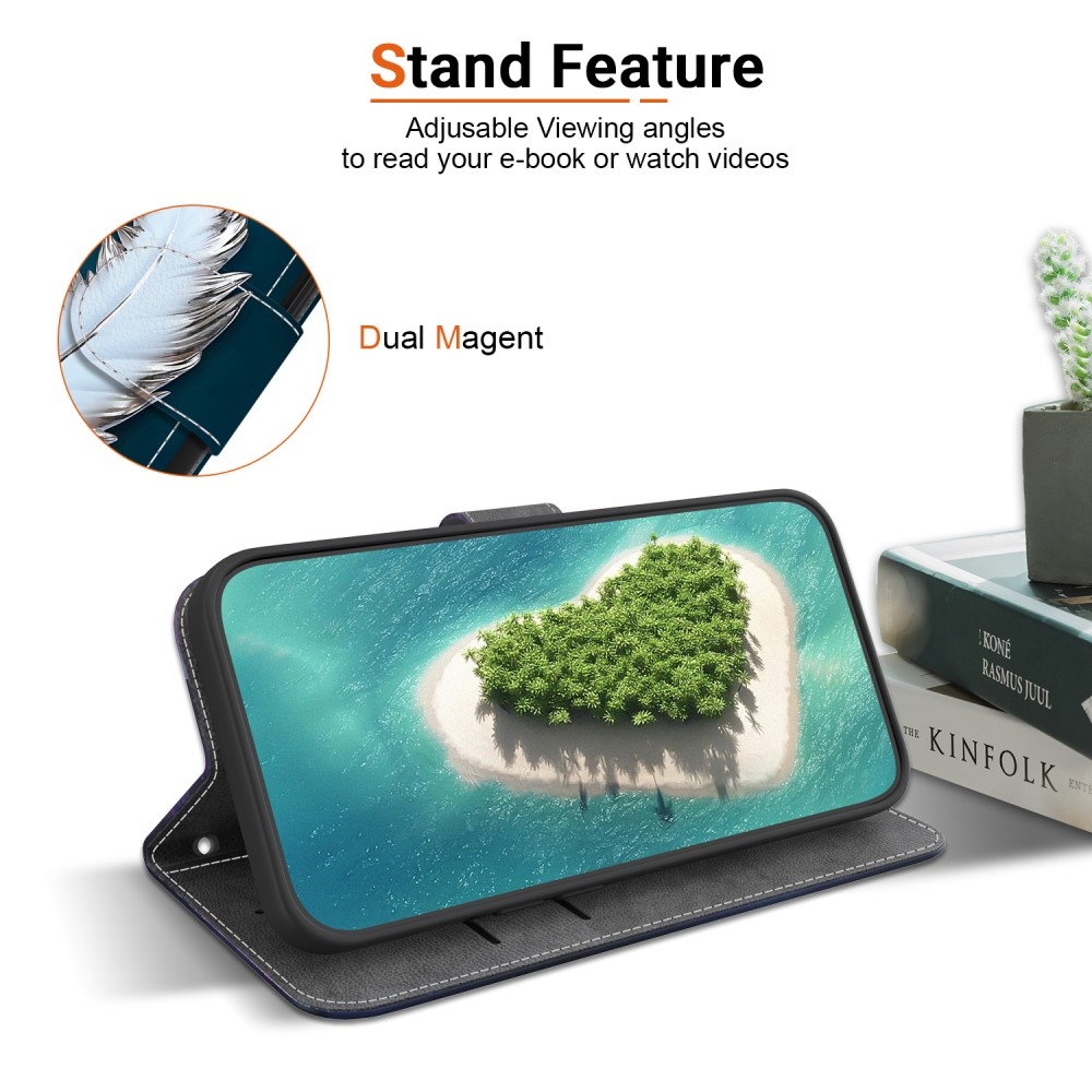 Sokoldalú könyves tok Samsung Galaxy A36 5G/A56 5G - fehér tollakkal