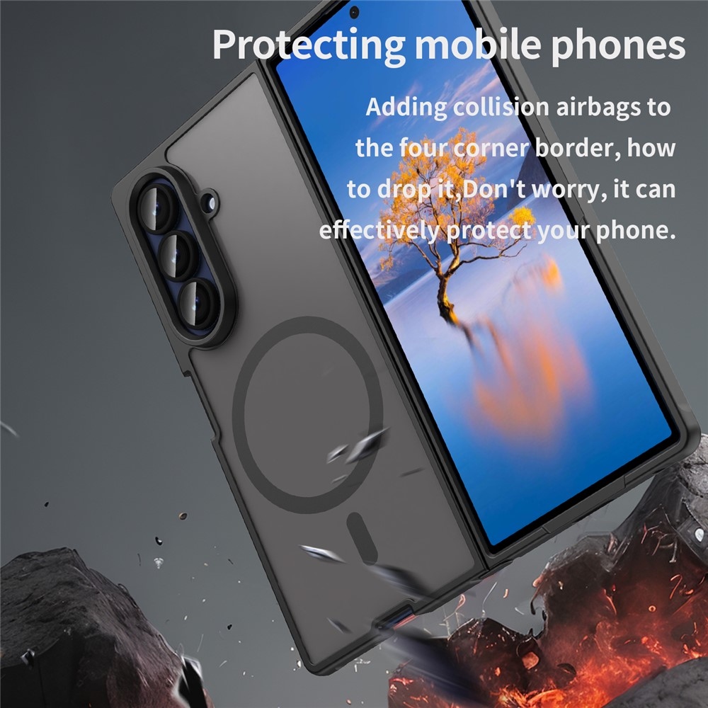 Matt zselés tok MagSafe tok a Samsung Galaxy Z Fold7 5G készülékre - fekete