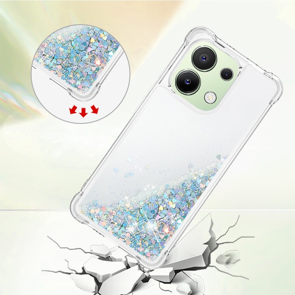 Glitter zselés homokóra tok Xiaomi Redmi Note 13-hoz - ezüst/szív