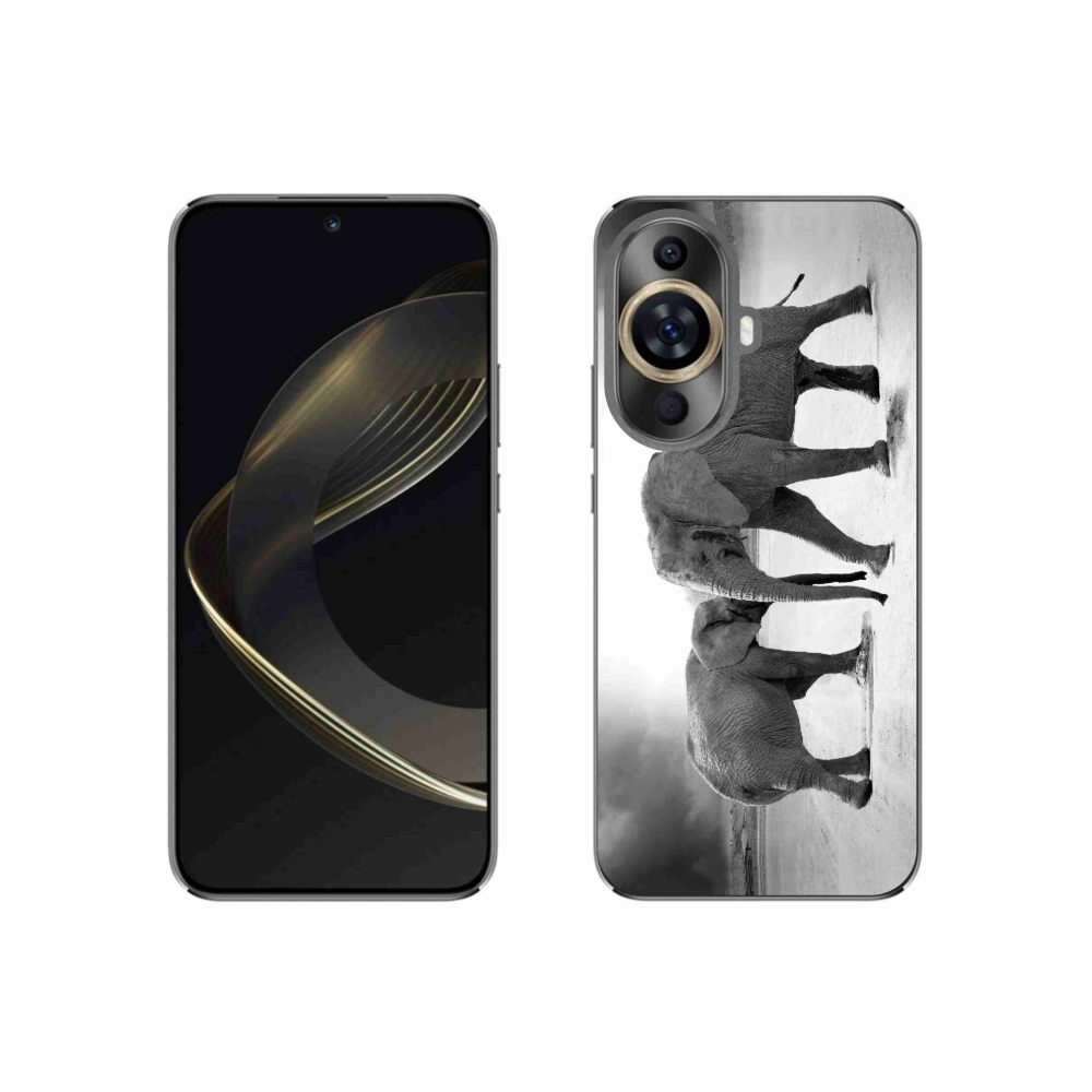 Gél borítás mmCase a Huawei Nova 11-en - fekete és fehér elefántok