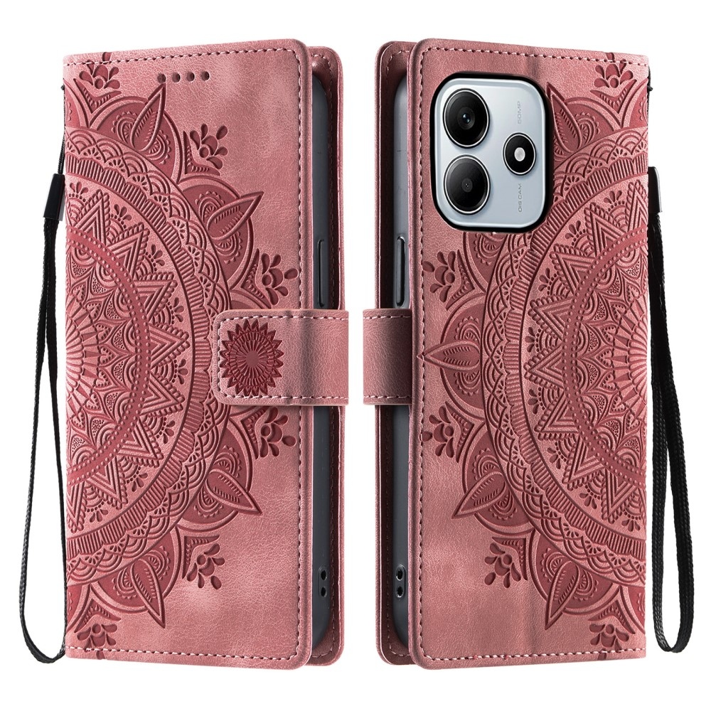 Mandalák könyv tok Xiaomi Redmi Note 14-hez - rózsa arany