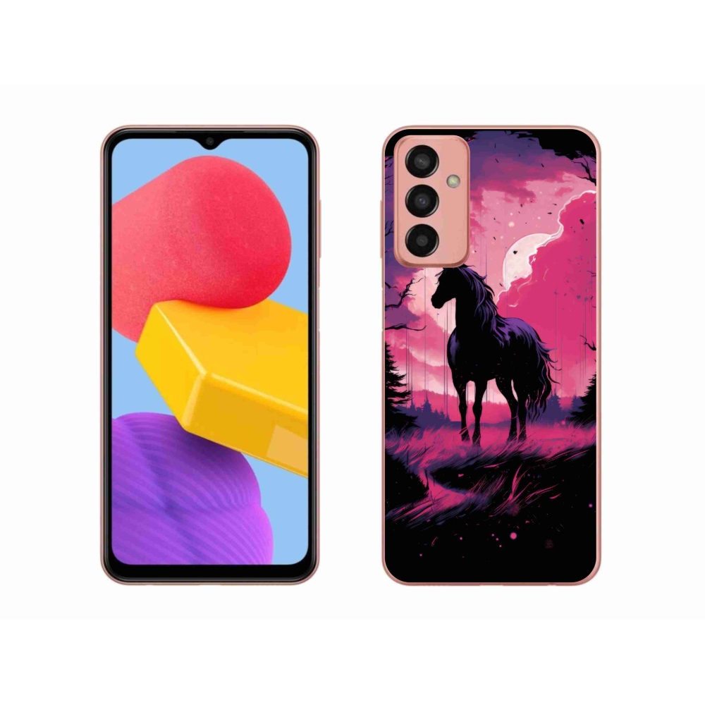Zselés borítás mmCase Samsung Galaxy M13 - fekete rajzfilm ló 1