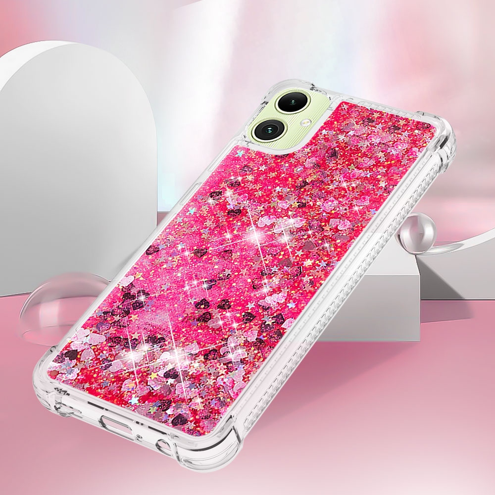 Glitter homokóra zselés tok Samsung Galaxy A07 4G - rózsaszín/szívek