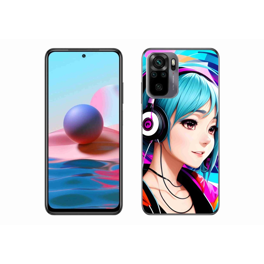 Gél borítás mmCase a Xiaomi Redmi Note 10 4G - lány fejhallgatóval
