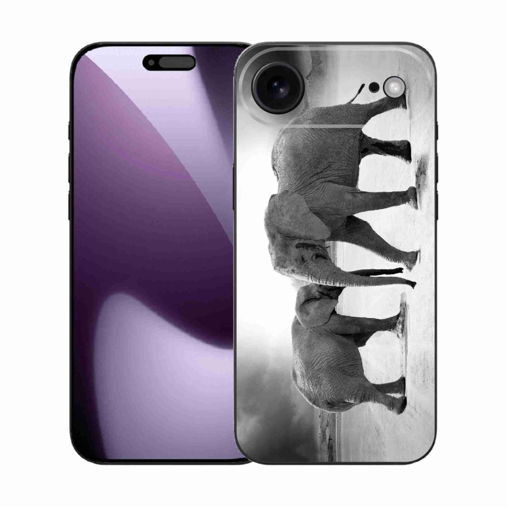 Gél borítás mmCase iPhone 17 Air készülékhez - fekete és fehér elefántok