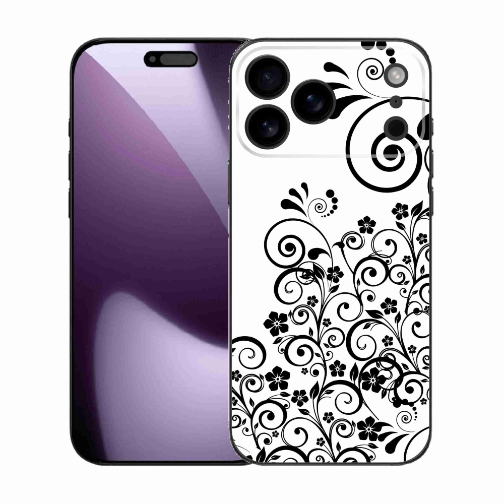 Zselés borítás mmCase iPhone 17 Pro Max készülékhez - fekete és fehér virágminták