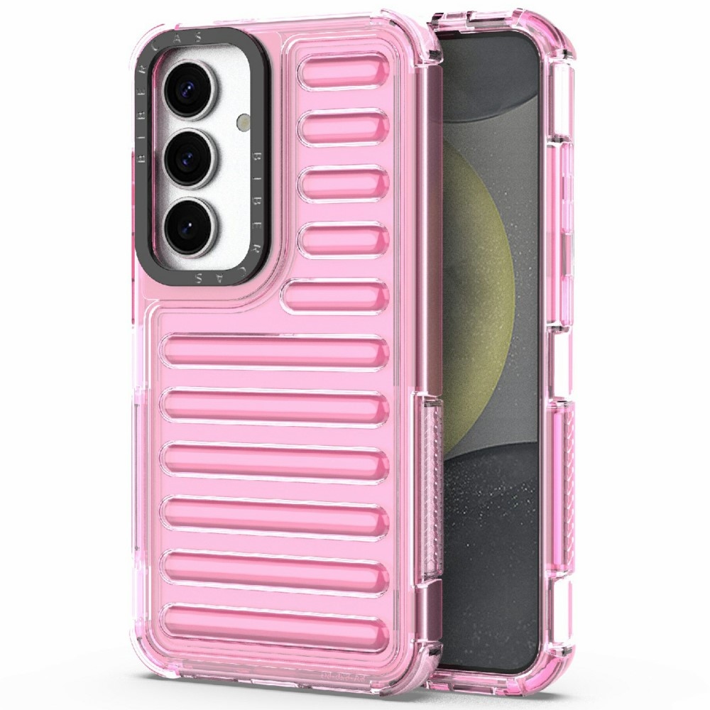 Csíkos tartós borító Samsung Galaxy S25 készülékhez - világos rózsaszín