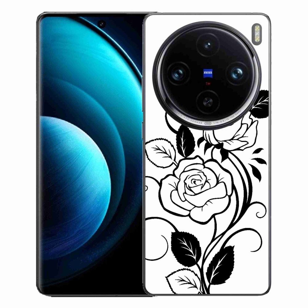Zselés borítás mmCase Vivo X100 Pro 5G - fekete és fehér rózsa