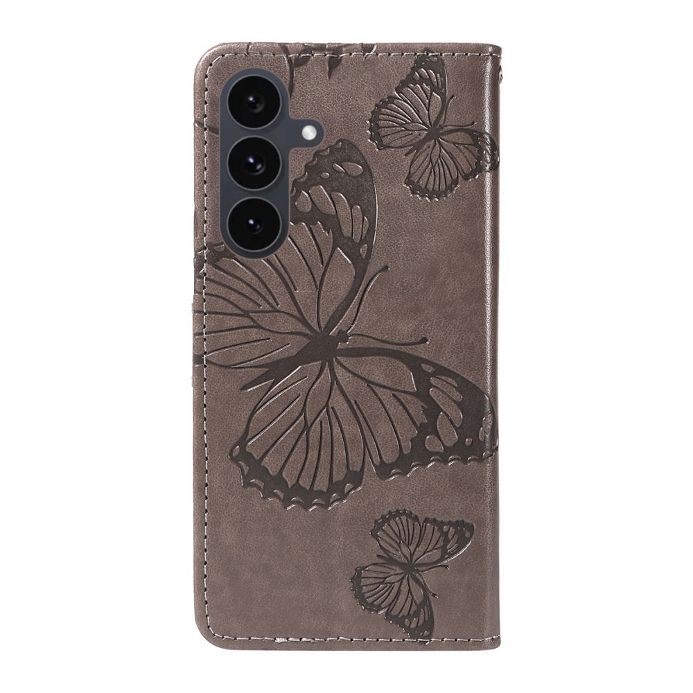 Nagy pillangó könyv tok Samsung Galaxy S25 FE készülékhez - szürke