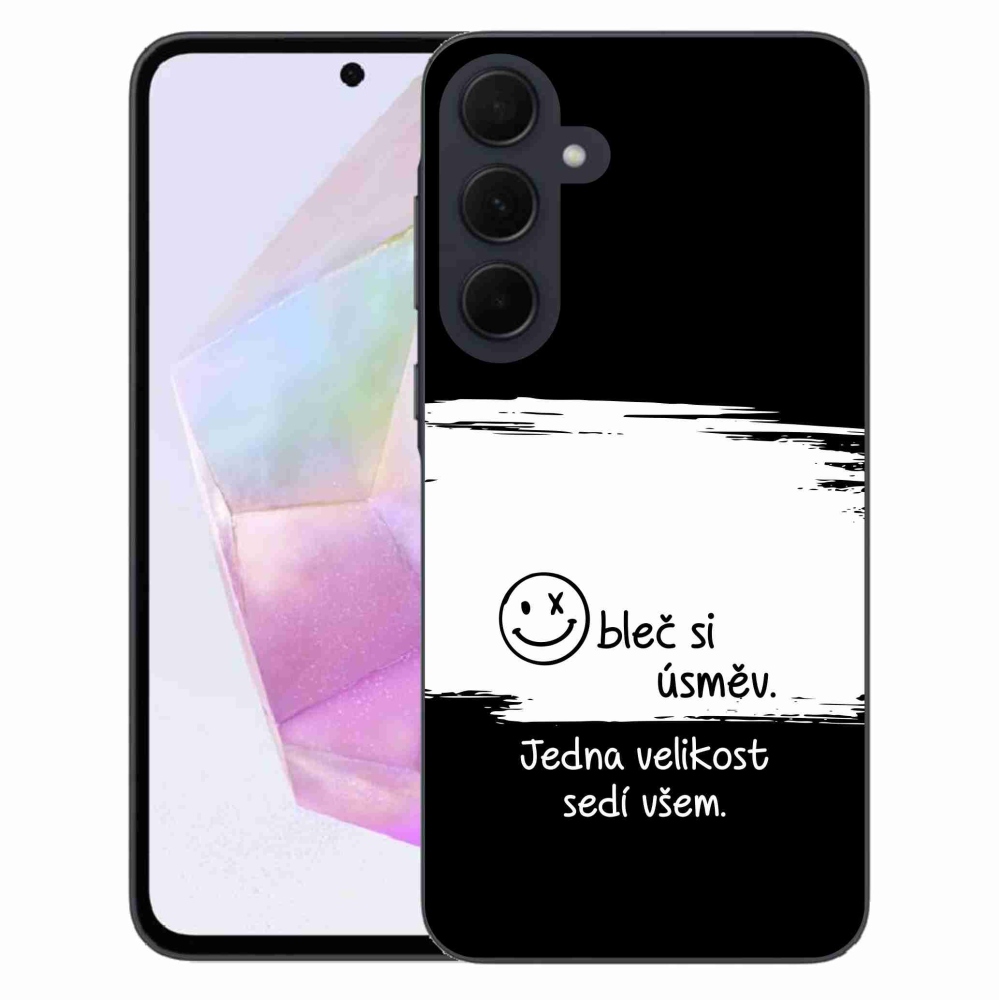 Gél borító mmCase Samsung Galaxy A35 5G - vicces szöveg 8 fekete és fehér háttérrel