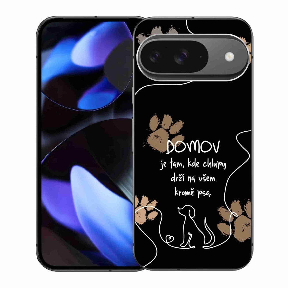 Gél borítás mmCase a Google Pixel 9/9 Pro készülékhez - kutya motívum fekete háttérrel