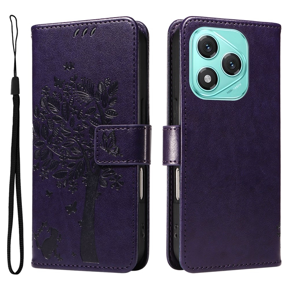 Fák könyvtáska Honor 400 Lite-hoz - sötétlila