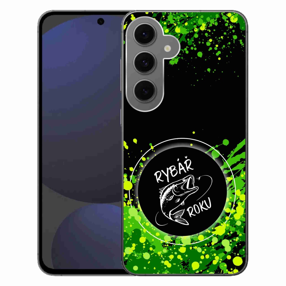 Zselés borítás mmCase Samsung Galaxy S24 FE - Az év horgásza fekete háttérrel