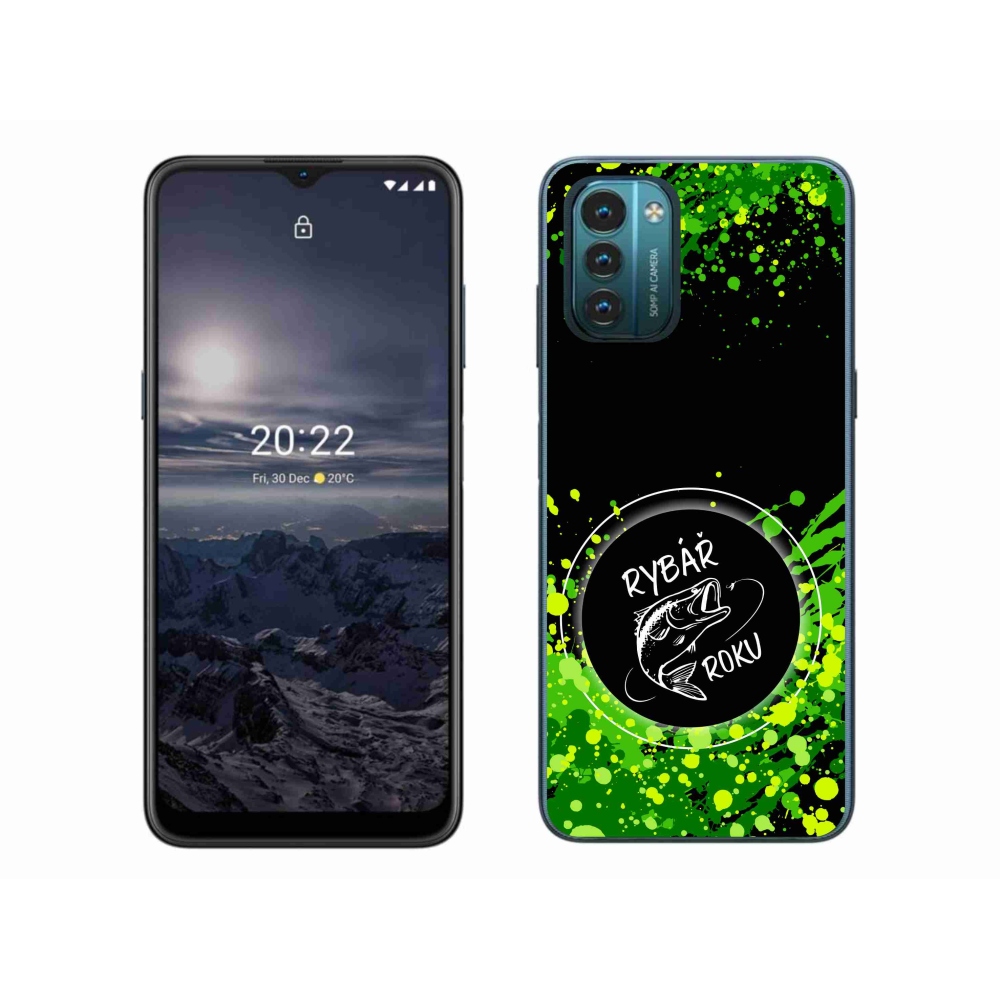 Zselés borítás mmCase a Nokia G11/G21 készülékhez - Az év horgásza fekete háttérrel