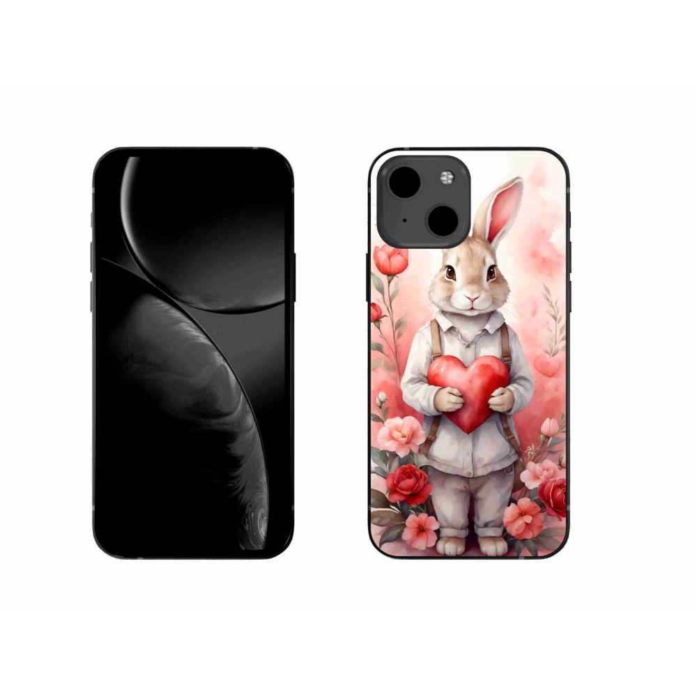 Zselés borítás mmCase iPhone 13 készülékhez - nyúl szívvel