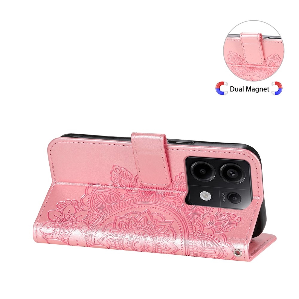 Mandala könyv tok a Xiaomi Redmi Note 13 Pro 5G/Poco X6 5G számára - rózsaszínű
