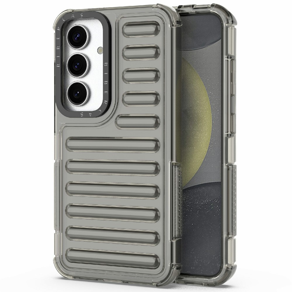 Csíkos tartós borító Samsung Galaxy S25 készülékhez - szürke