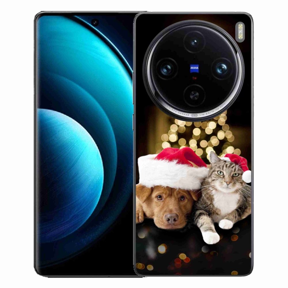 Zselés borítás mmCase a Vivo X100 Pro 5G-hez - Karácsonyi kutya és macska