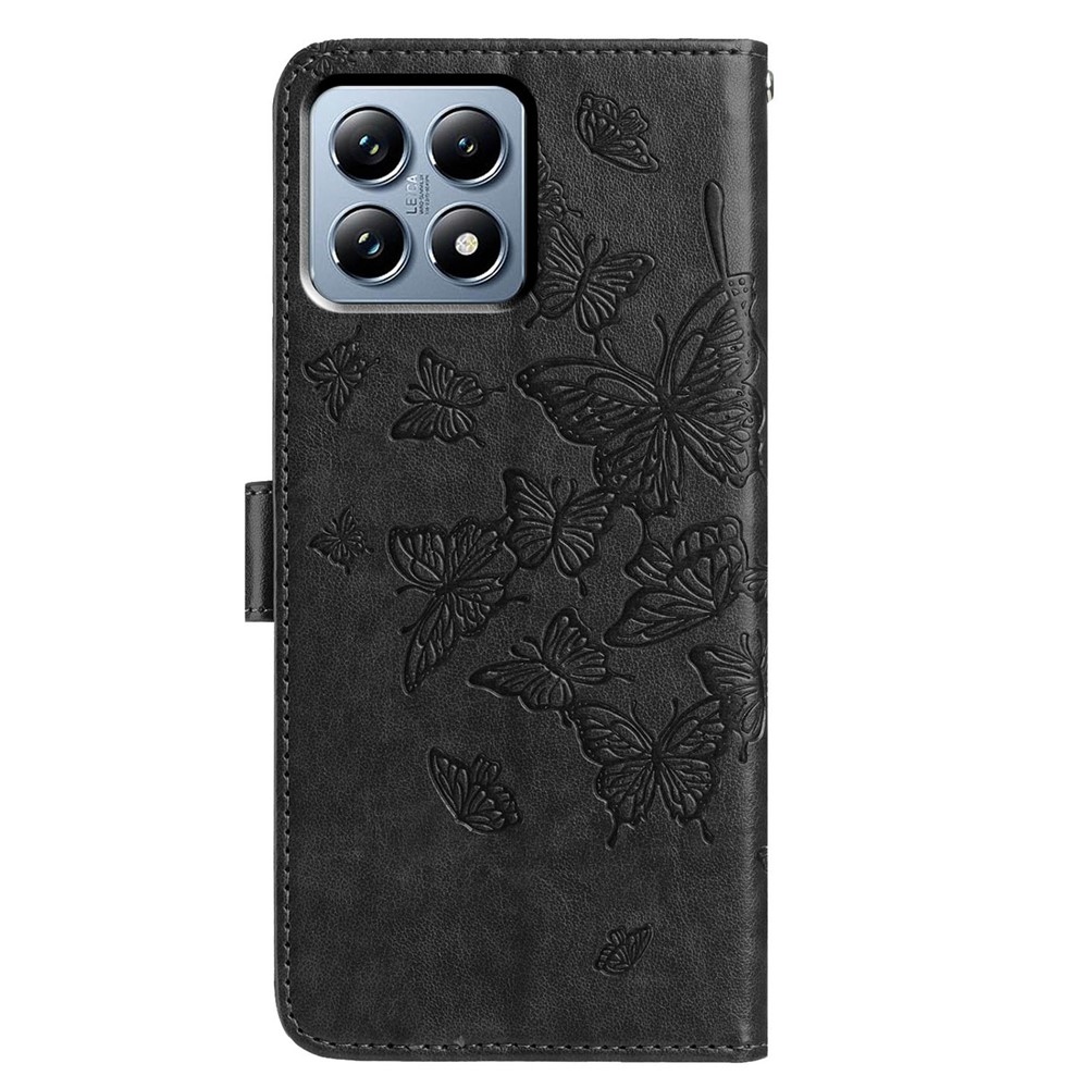 Virágos pillangó könyv tok Xiaomi 15T-hez - fekete